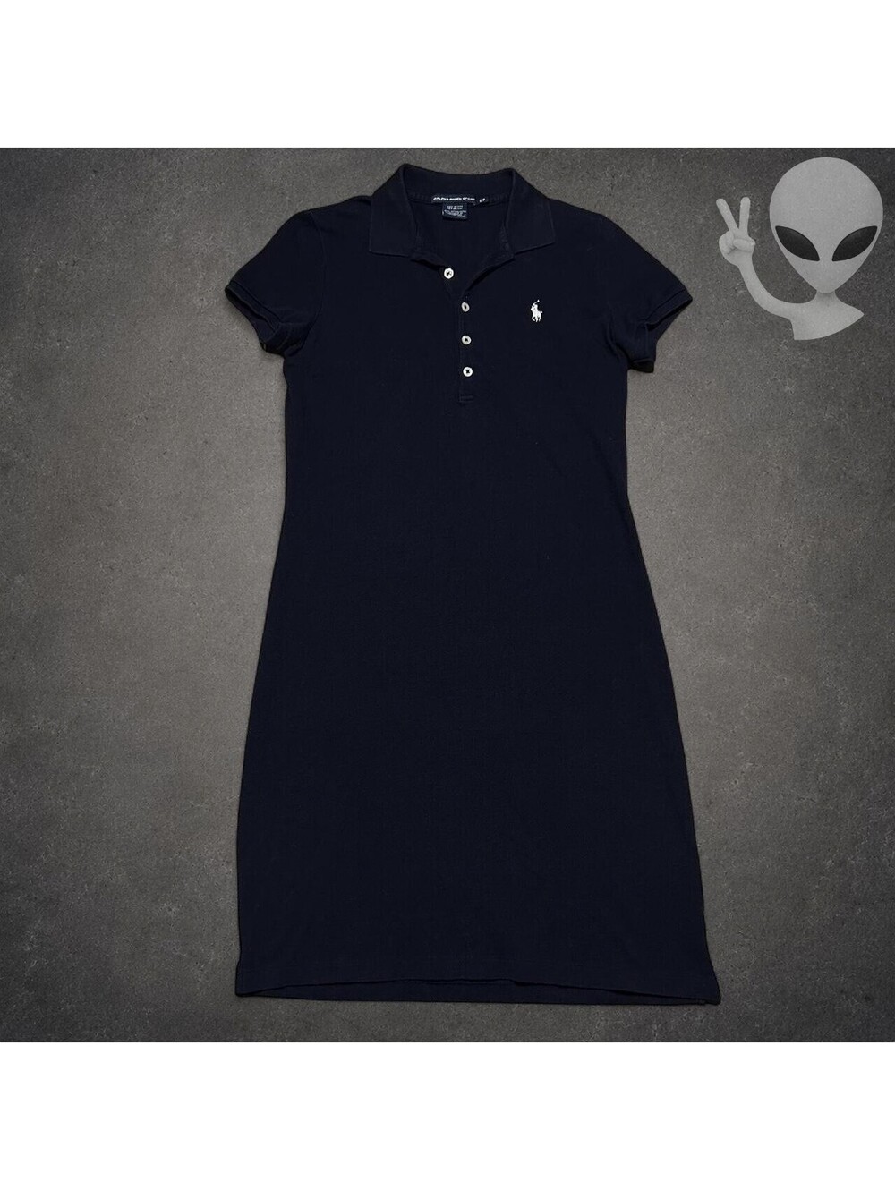 Ralph Lauren Sport Polo Dress Womens S Navy Blue Short Sleeve Cotton Vintage